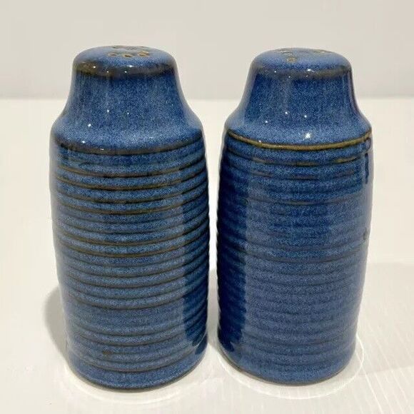 Denby Langley Chatsworth salt and pepper shakers blue stoneware made in … - Picture 1 of 1